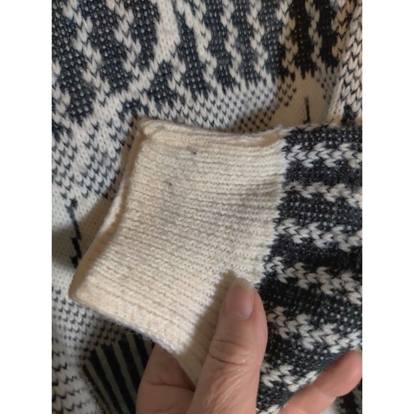 Vintage Worthington Black Ivory Sweater - Large 100% Acrylic 80s Cosby Grandpa - Picture 6 of 7